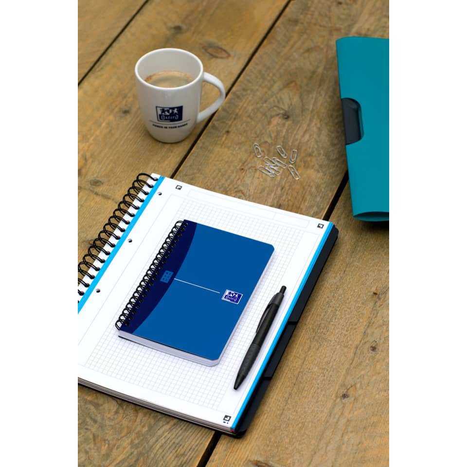 notizbuch, spiralbindung, blau, papier, tisch