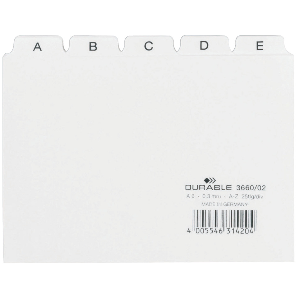 Karte, Trennsteg, Aussparungen, Tabs, Durable 3660/02