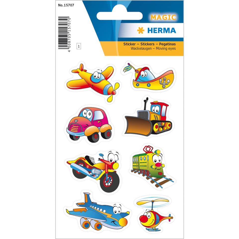Stickerblatt, bewegliche augen, Fahrzeugset, Cartoon-Fahrzeuge, Kinderaufkleber