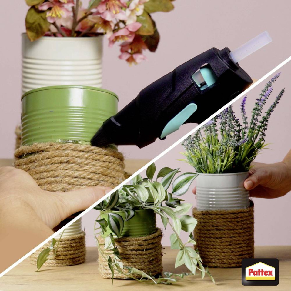 Gartendeko, Töpfe, Kunststofftülle, Seilverzierung, Pflanzenhalter