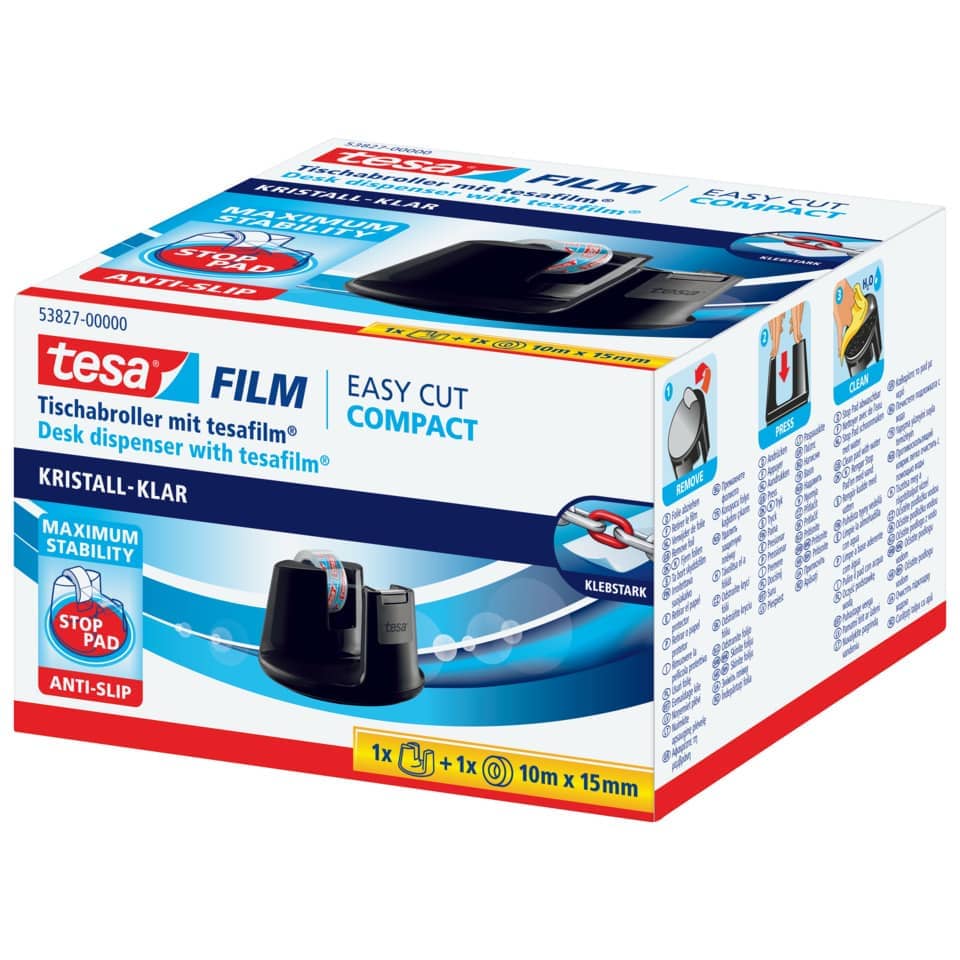 Tischabroller, Tesafilm, Klebebandspender, Klarfilm, Anti-Rutsch