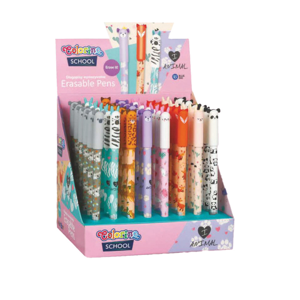 Erasable Pens, Animal Pattern, Colorful Pens, Display, Schulmaterial