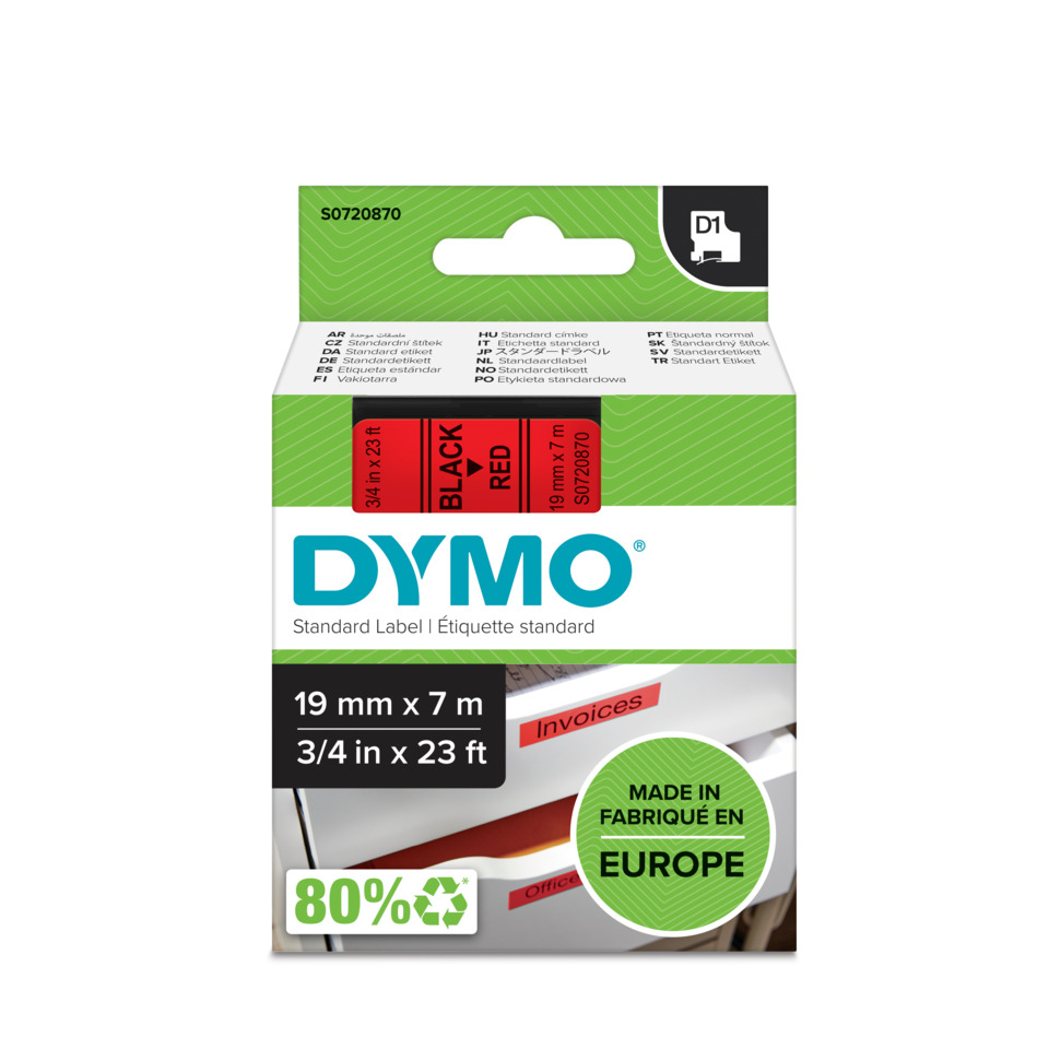 etikett, Rechnung, Dymo, Etikettband, 80% recycelt