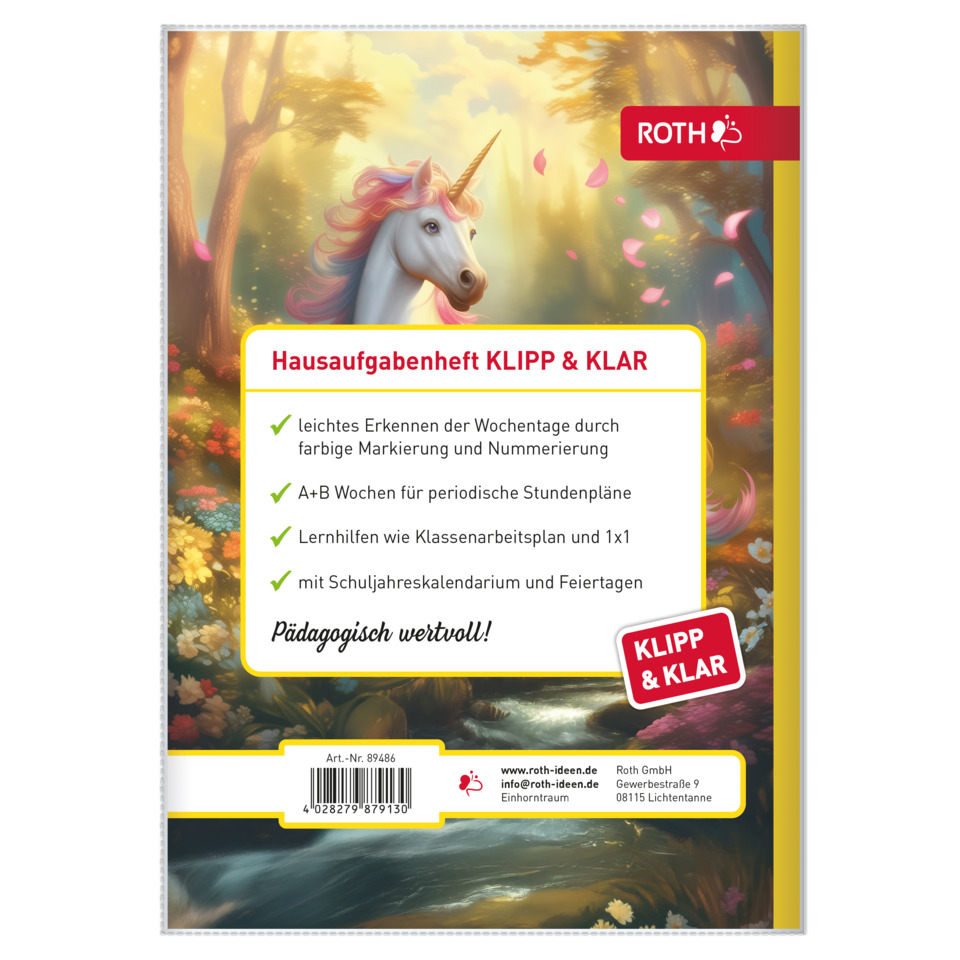 Unicorn, Notizheft, Schulheft, Klipp & Klar, Roth