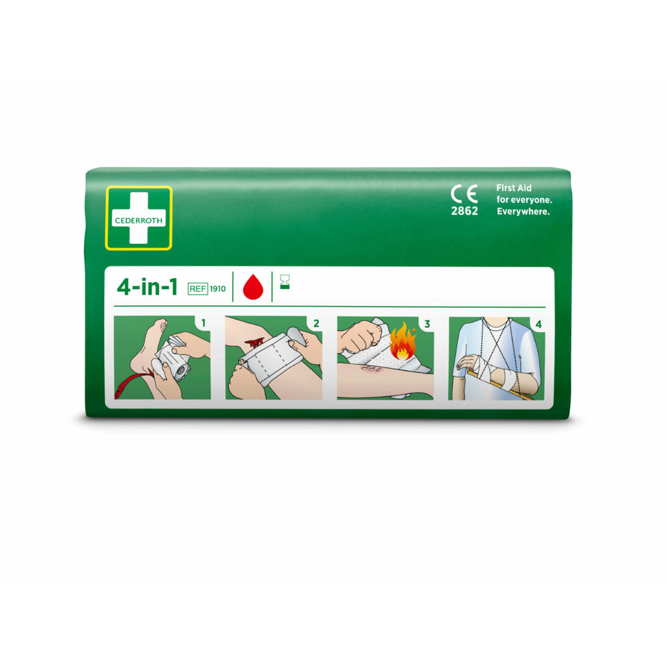 erste hilfe, verband, 4-in-1, verbandpflaster, grüne verpackung