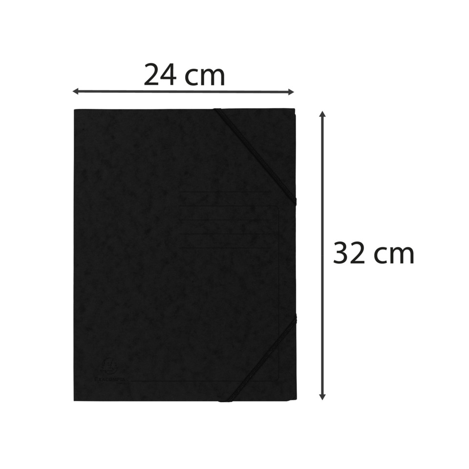 Notizbuch, 24 cm, 32 cm, Gummiblemmverschluss, schwarzes Cover