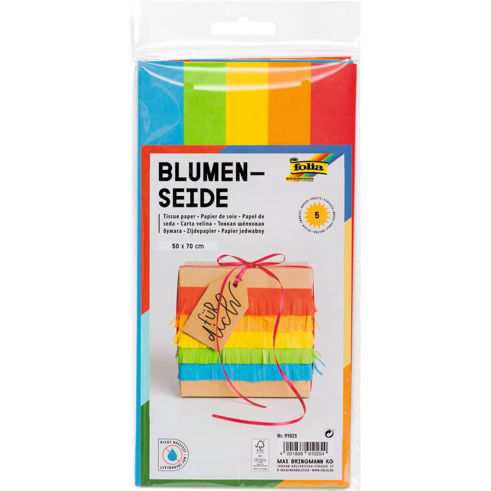 Blumenseide, 50 x 70 cm, 20g/m², 5 Bogen, sortiert FOLIA 91025