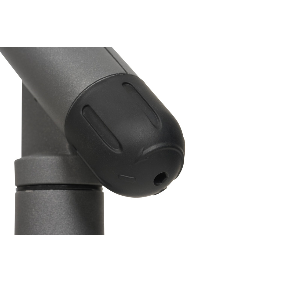 verstelltes Gelenk, Metallarm, schwarzer Knopf, Gehäuse für Antenne, bearbeitete Profilteile