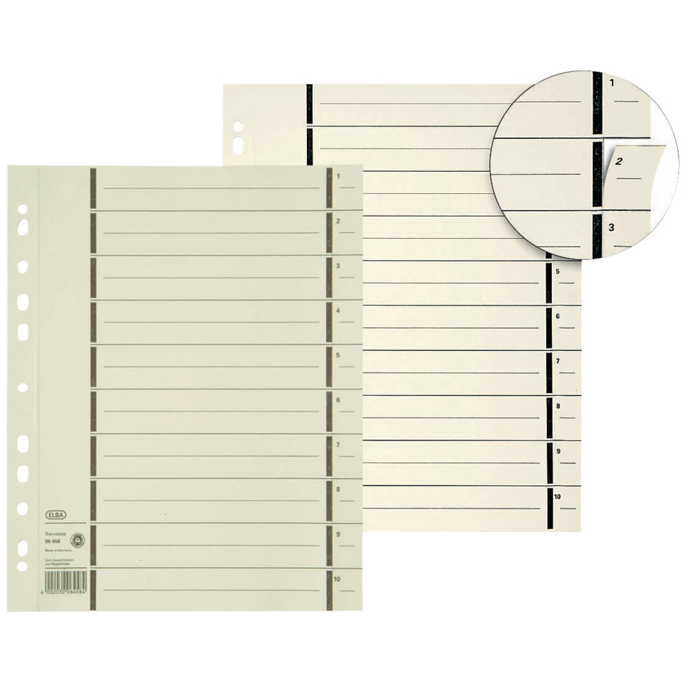 A6 index card, line grid, A6 file paper, Spurblatt, Perforated edge