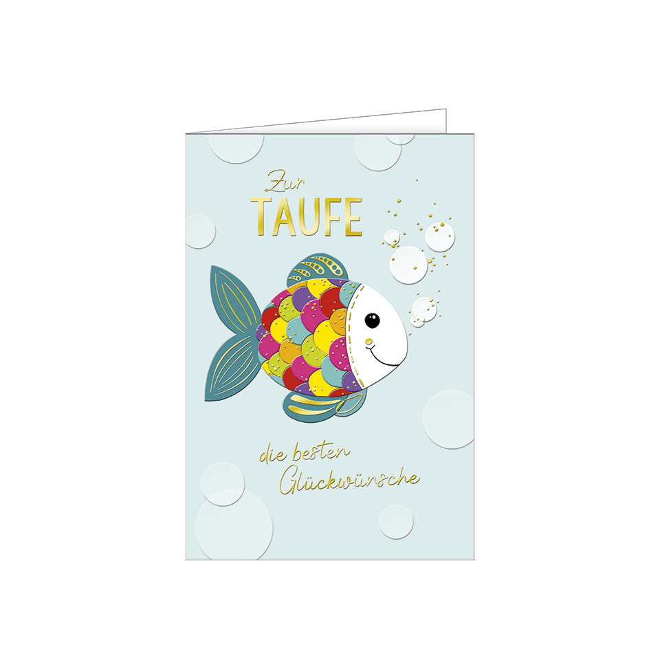 Grußkarte, Taufe, Fischmotiv, Kartenmotiv, Glückwünsche