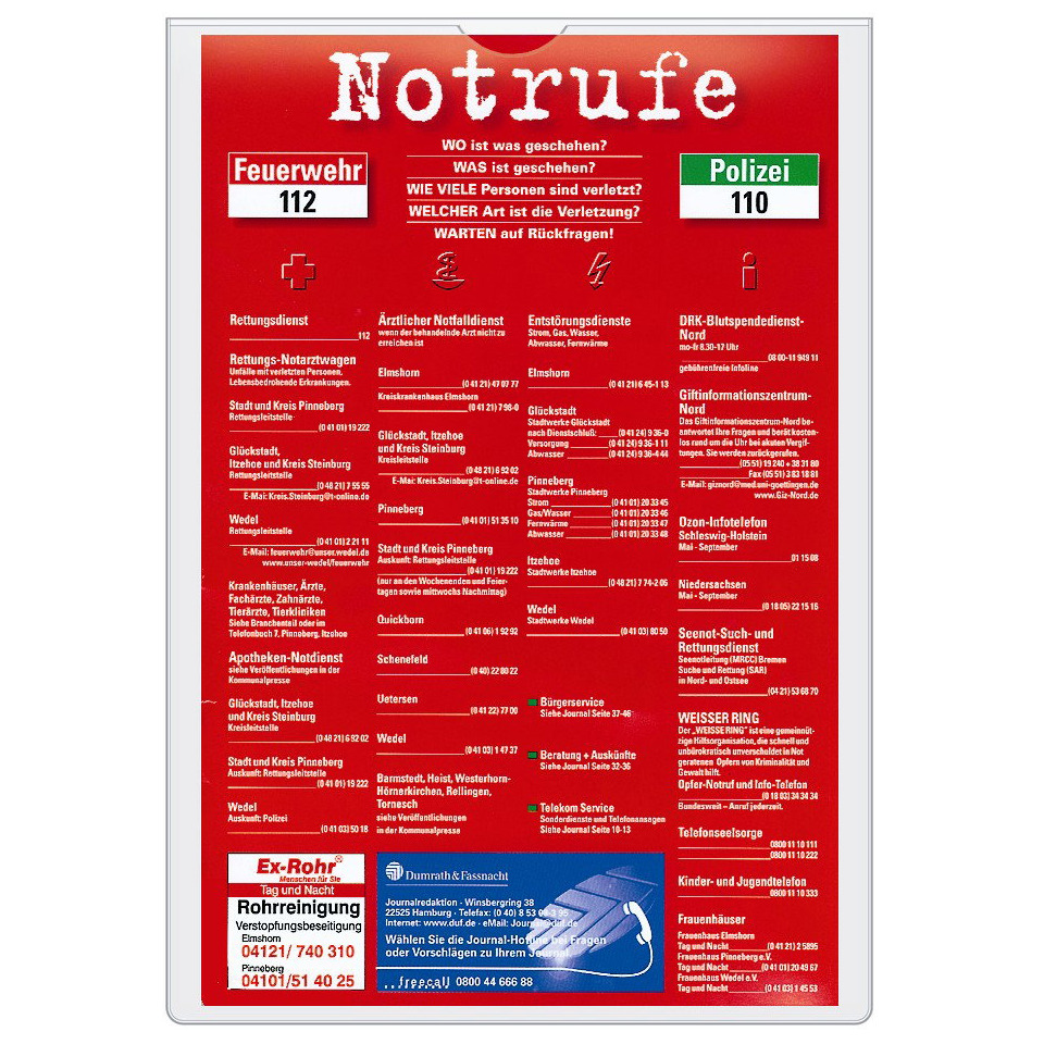 Notruf, Notruf-Schild, Feuerwehr, Polizei, Notrufnummer
