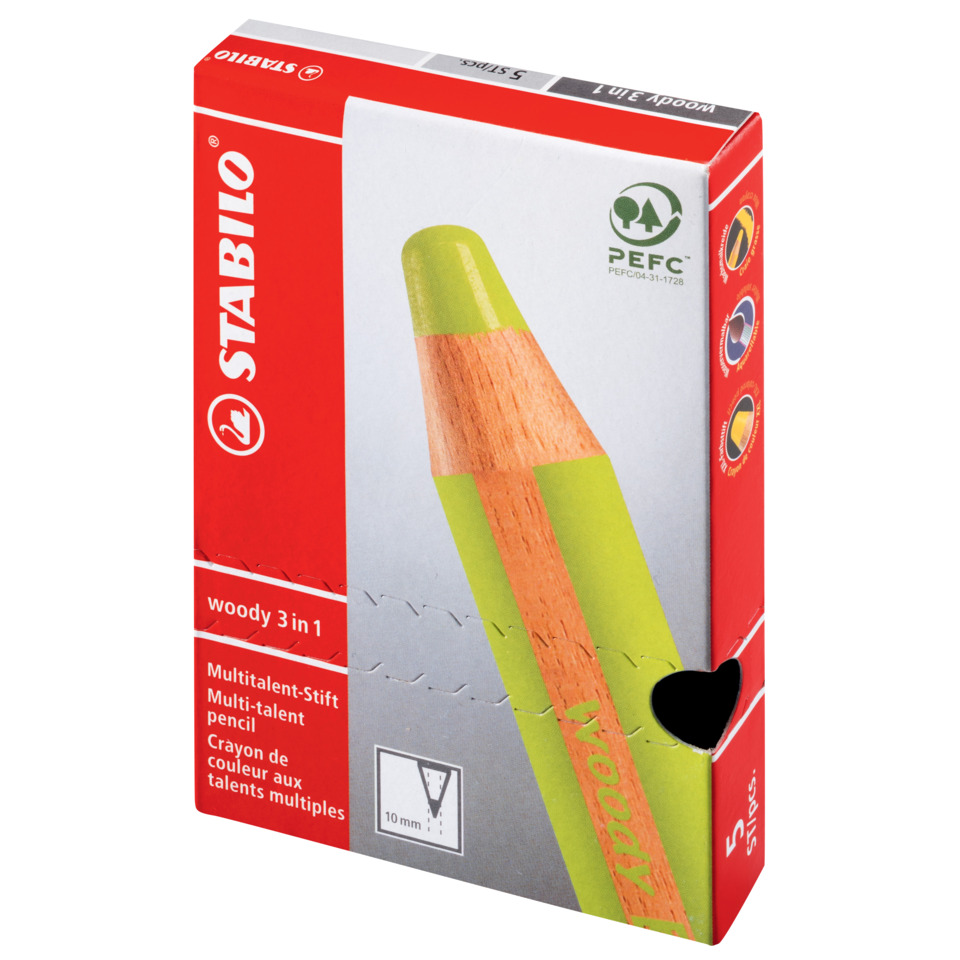 Multitool-Bleistift, Holzbleistift, Grün Gelb, 10 mm, dreieckiger Bleistift