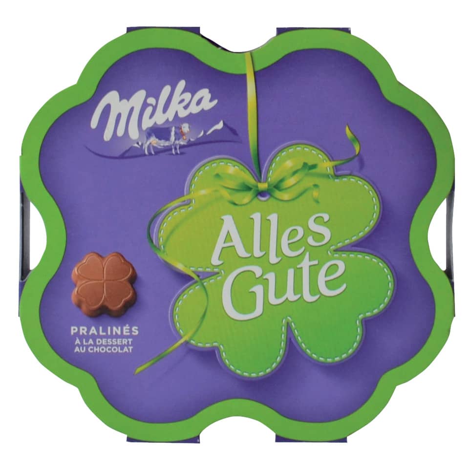Milka, Pralinen, Schokolade, Lila Verpackung, Alles Gute