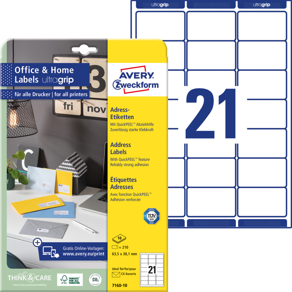 Adresse Labels, Etiketten, Bürobedarf, Druckerzubehör, Klebekraft, Adhesive Etiketten, Adressetiketten, Etikettenblätter, Druckeretiketten, Avery Etiketten-Set