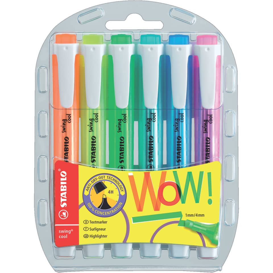 Markierstifte, Textmarker, Kugelschreiber-Set, neonfarben, Stabilo wow