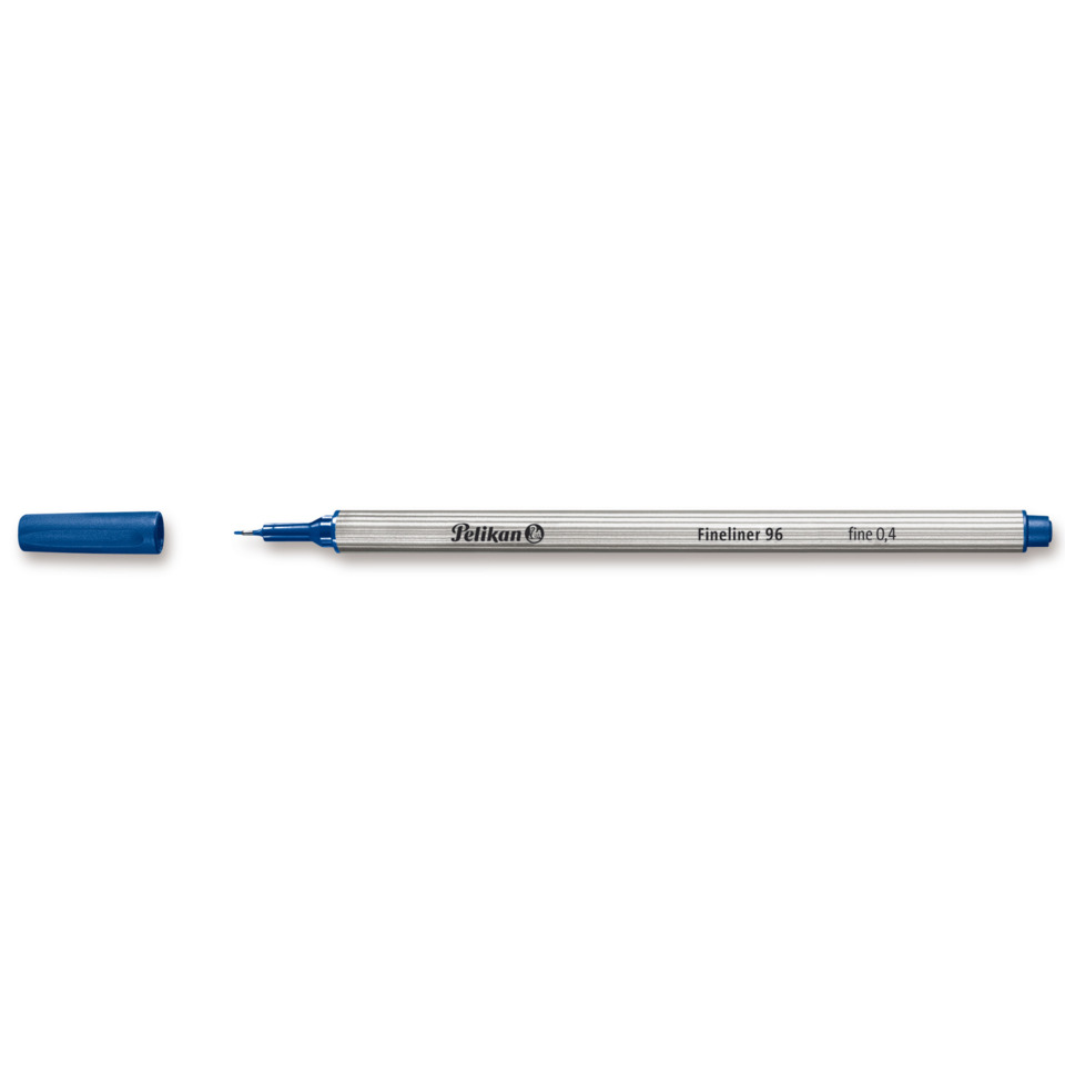  Filzstift, Marker, blauer Deckel, Metallkörper, feiner Filzstift, Fineliner, Marker, Kunststift, Blau, Kappenlos