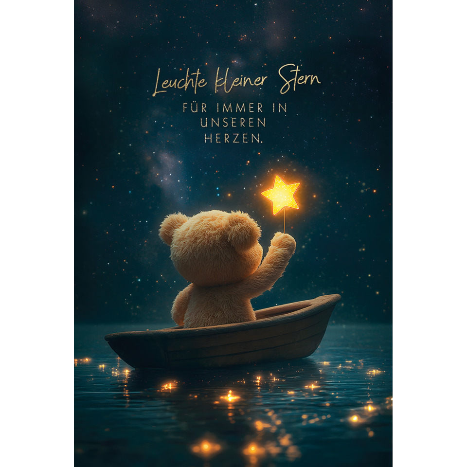 Teddybär, Boot, Stern, Leuchtstern, Nachtbild