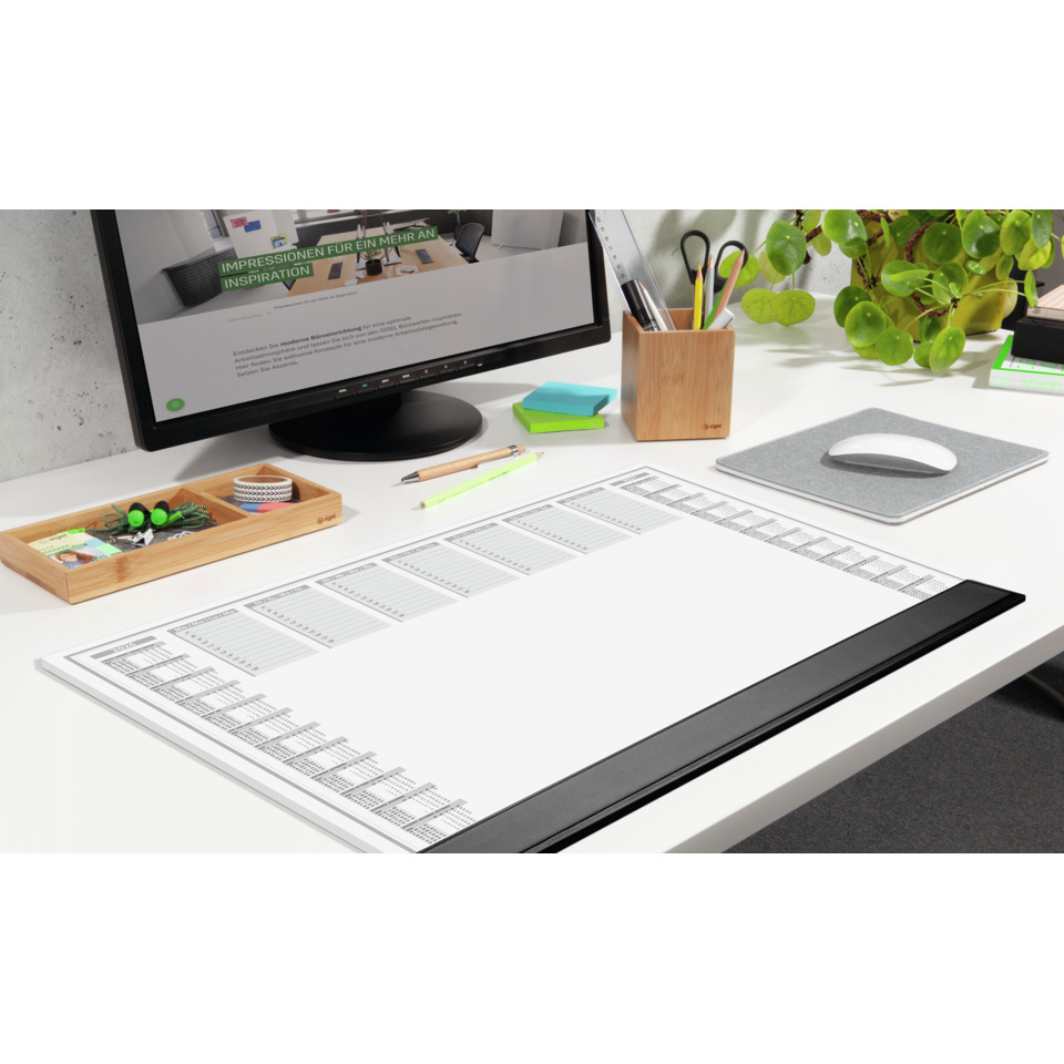 desk, computer monitor, keyboard mat, office desk, stationery tray