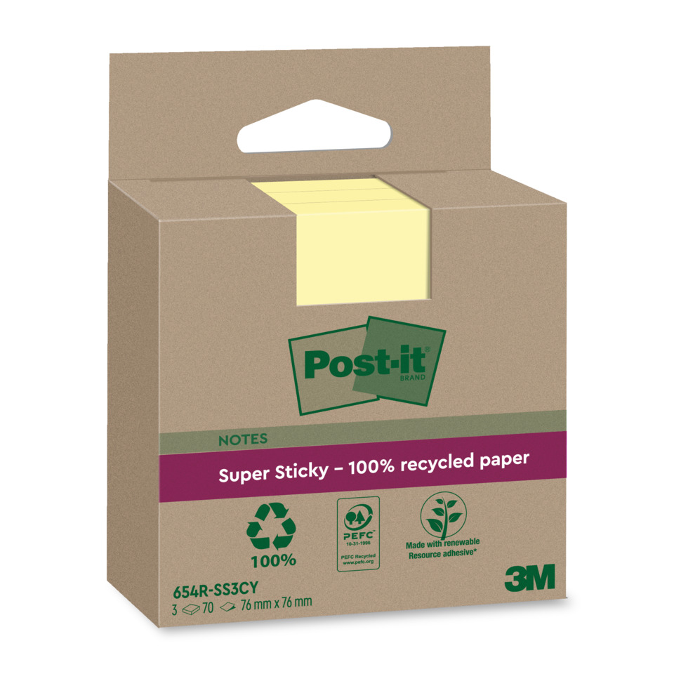 Notizen, Post-it, Klebezettel, 100% recycelter Papier, Haftnotizen
