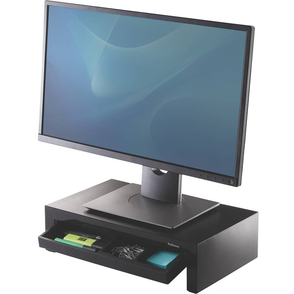 computer monitor, desktop monitor, monitor stand, drawer storage, cables organizer