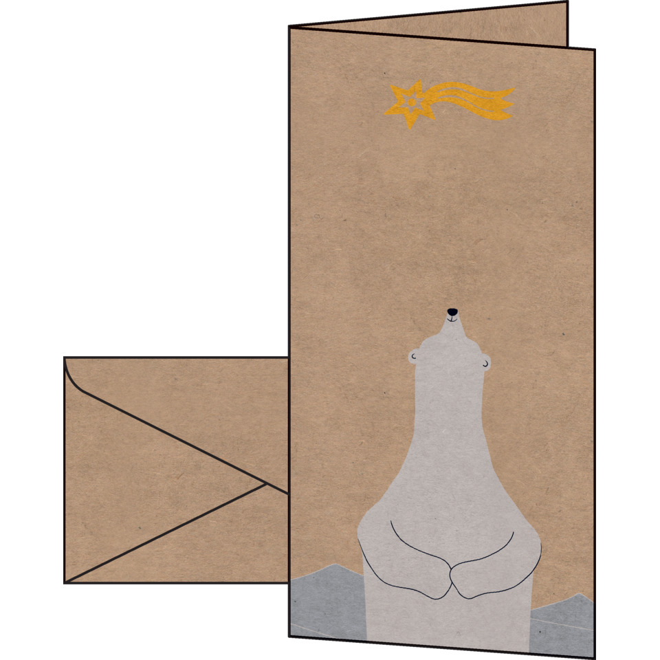 Polar bear, Bear illustration, Brown paper, Minimalist, Card envelope