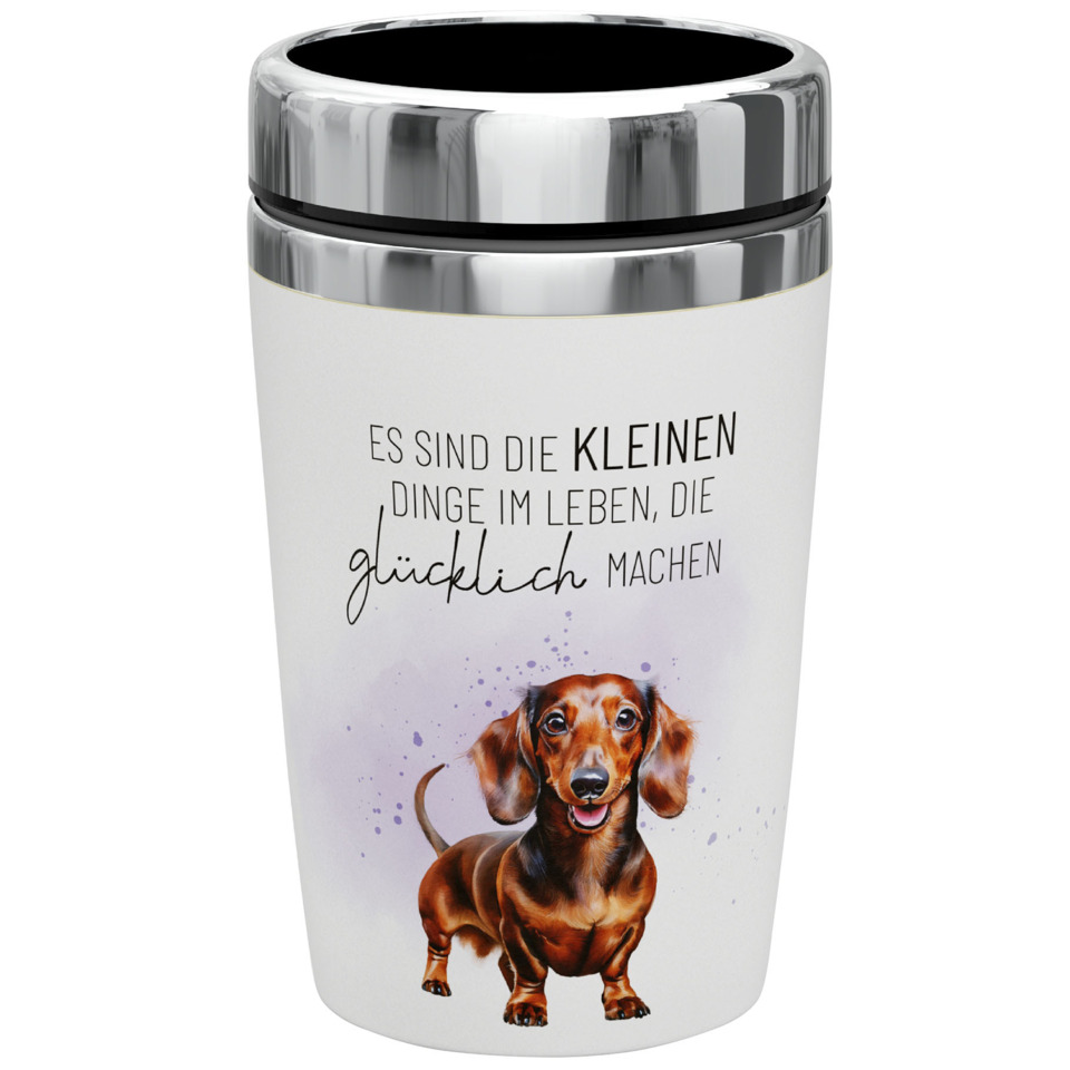Becher, Thermobecher, Dackel, Hundemotiv, Spruch