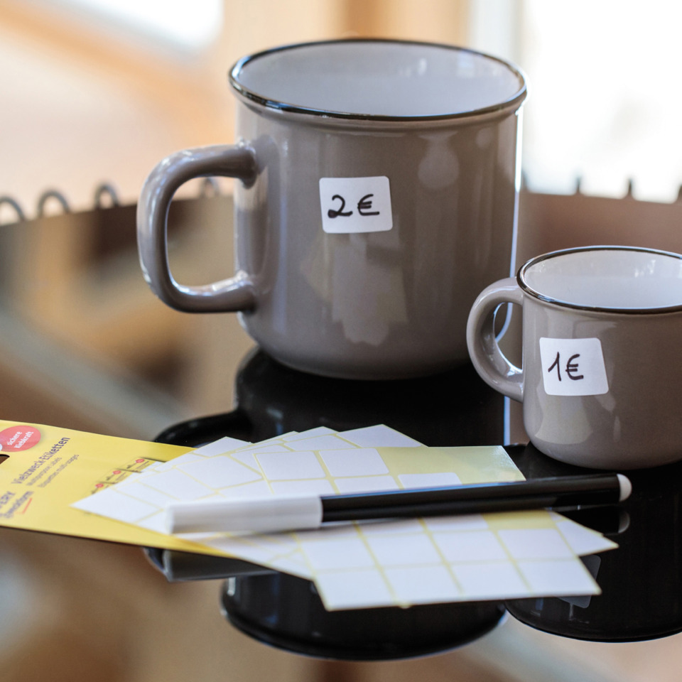 Tassen, Kaffeetassen, Porzellan, Grau, Preisetikett