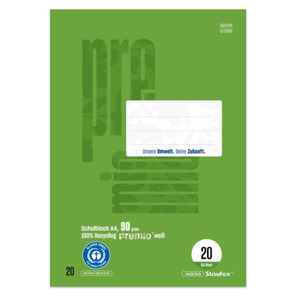 Schulblock, Blockout, A4, Recycling, weiß