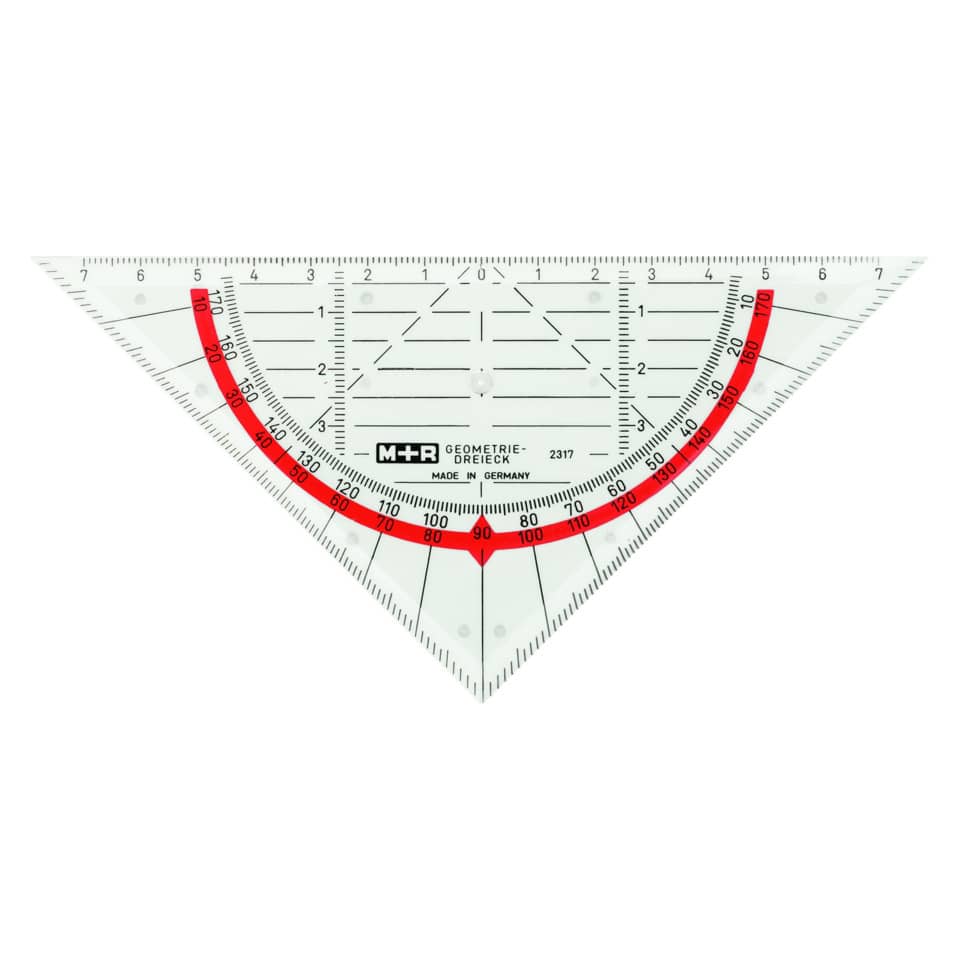Geometrischer Winkelmesser, Dreieckwinkelmesser, Messwerkzeug, transparent, MillimeterMarkierungen