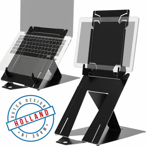 Tabletständer und Notebookständer Riser Duo, verstellbar, schwarz R-Go Tools RGORIDUOBL