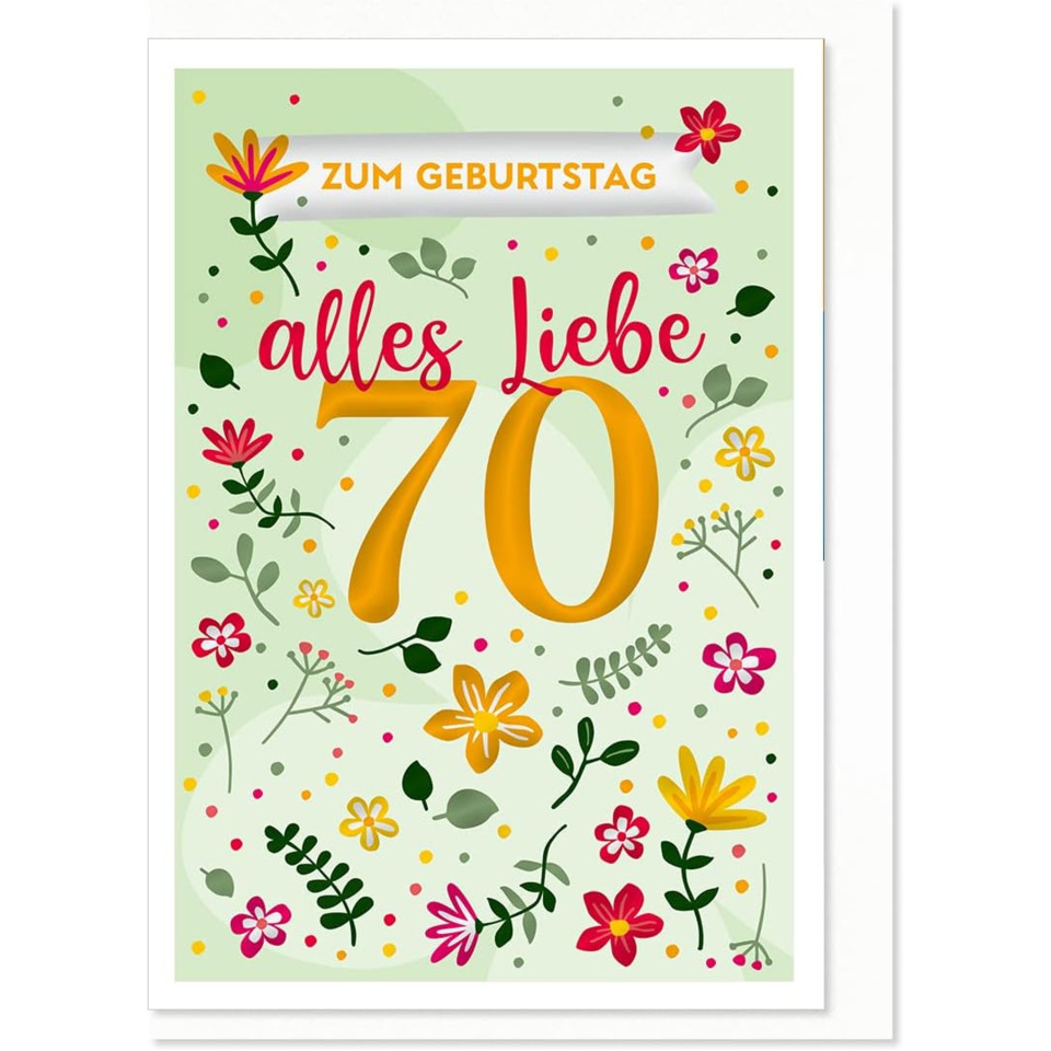 geburtstag, karte, 70, blumen, spruch