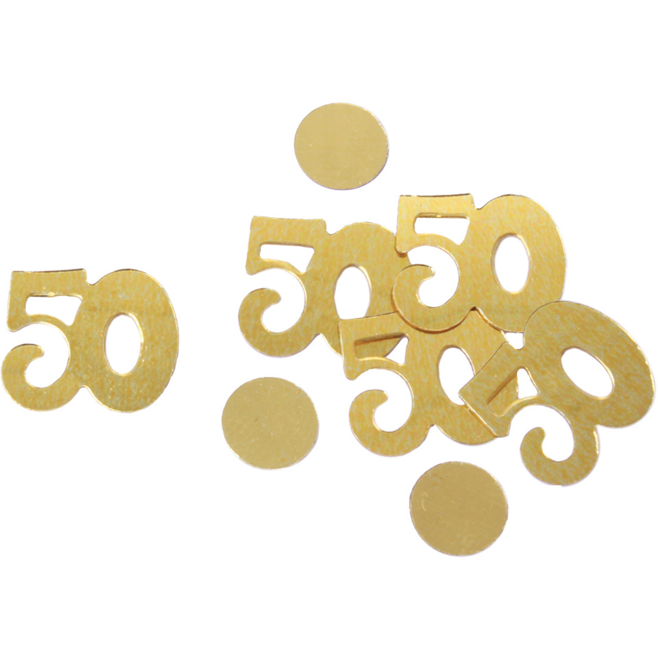 50, gold, Konfetti, Kreise, Zahlen