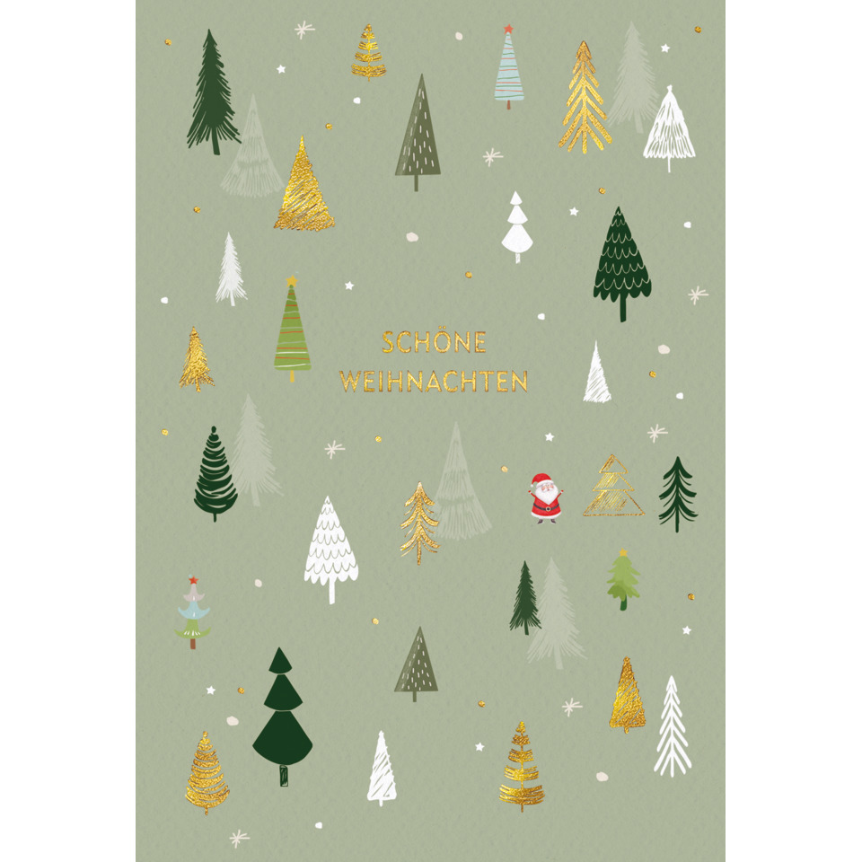 Weihnachtskarte, Weihnachten, Weihnachtsdesign, Tannenbäume, Grün