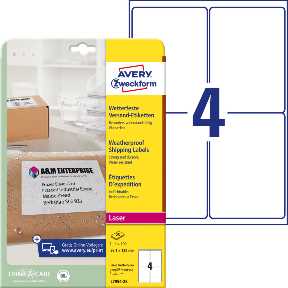 shipping labels, laser, weatherproof, labels, package