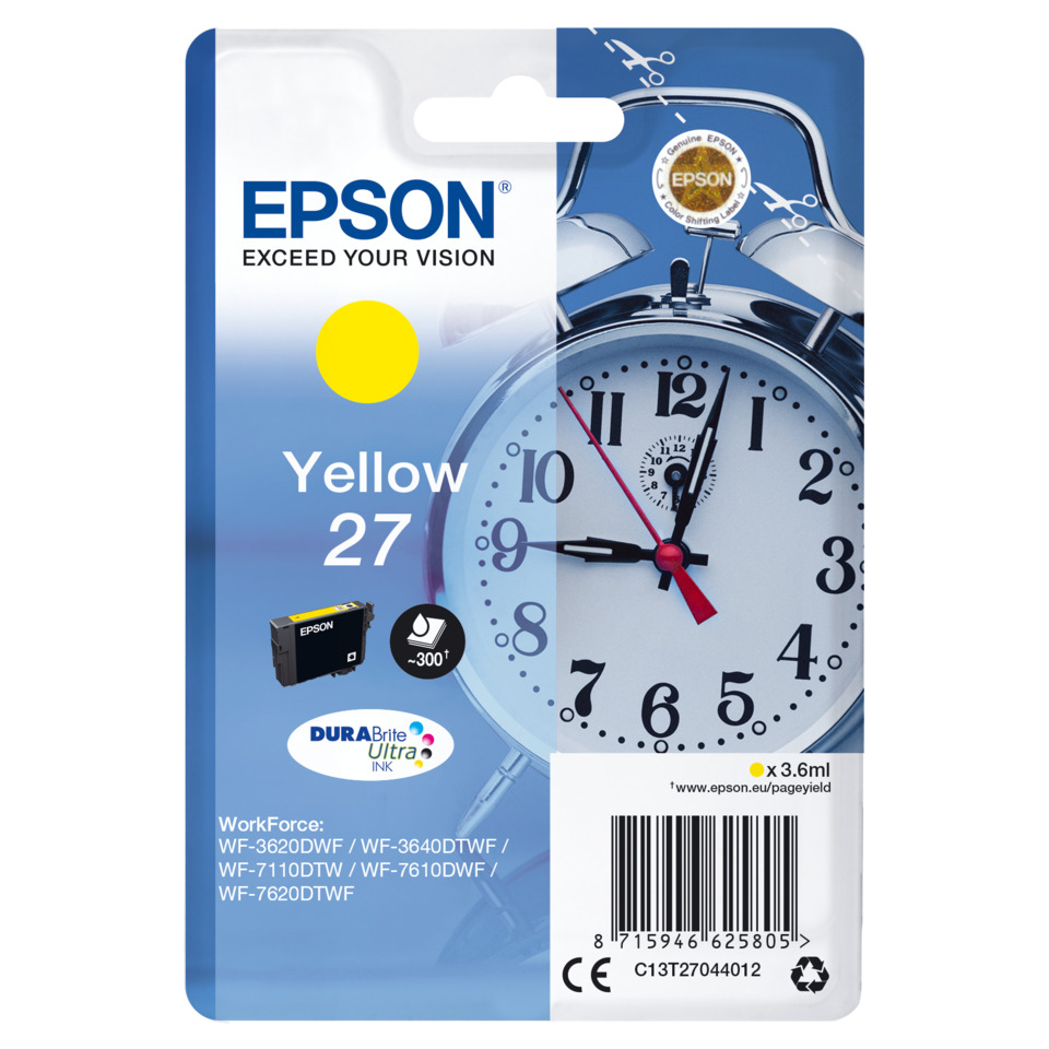 kathoden, tintenpatrone?, gelb 27, epson, wecker bild, tintenpatrone, durabrite ultral ink