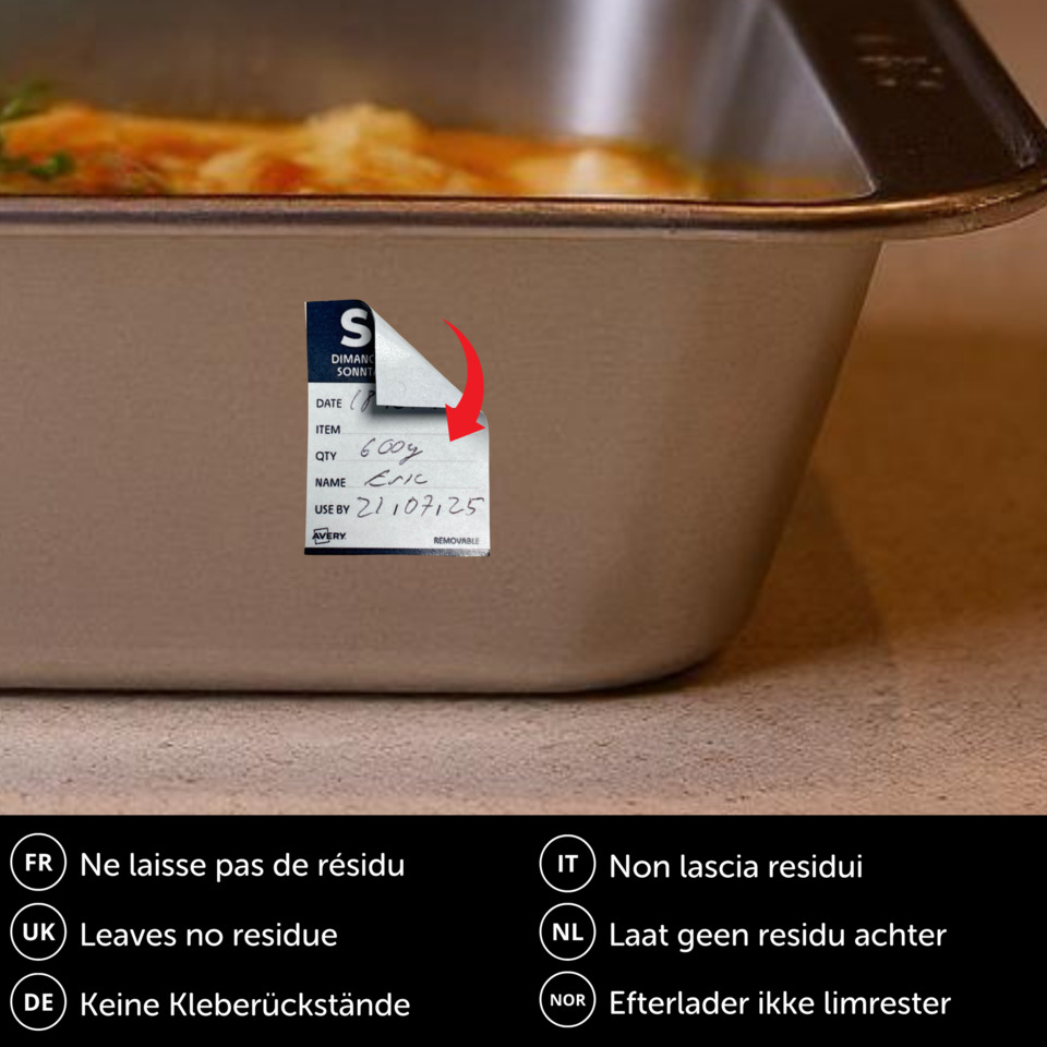 rroasting pan, kitchen tray, Etikett, Metallbehälter, abnehmbares Label