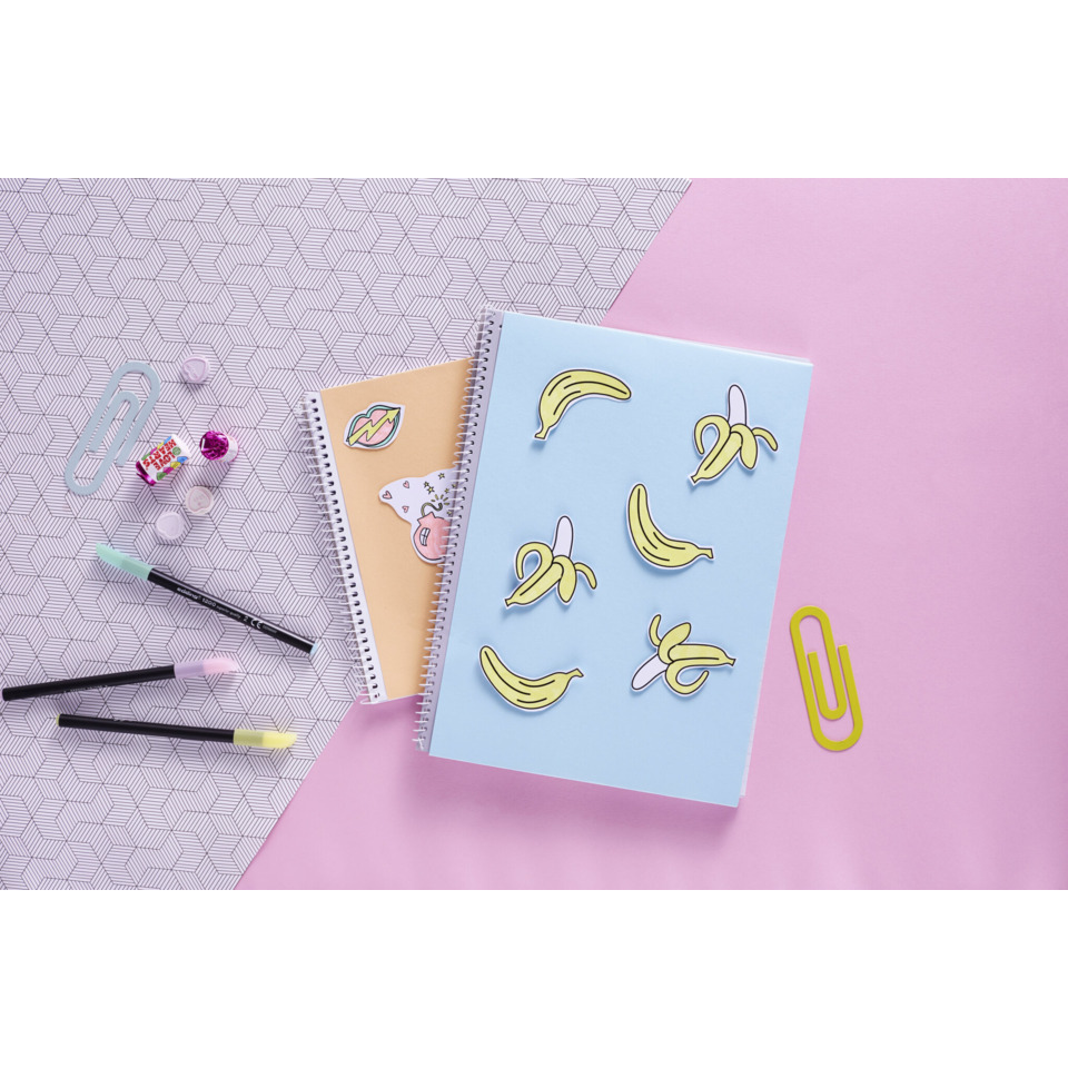 Notizbuch, Spiralhefter, Bananenmotiv, Papier, Schreibzubehör, Notizbuch, Spiralblock, Haftnotizen, Bananenaufkleber, Bunte Büroaccessoires