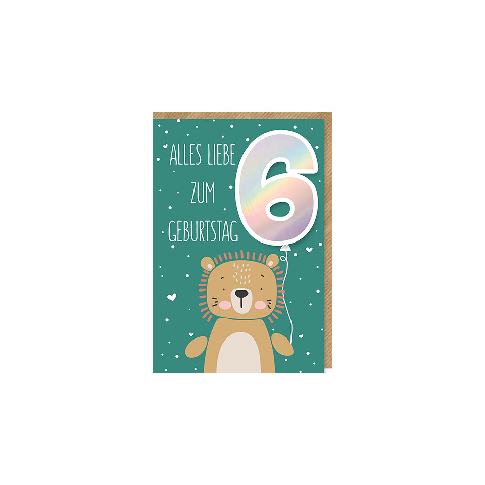 Geburtstagskarte Kinder Zahl 6, 11,5 x 17 cm BRAUN+COMPANY 5030-24079