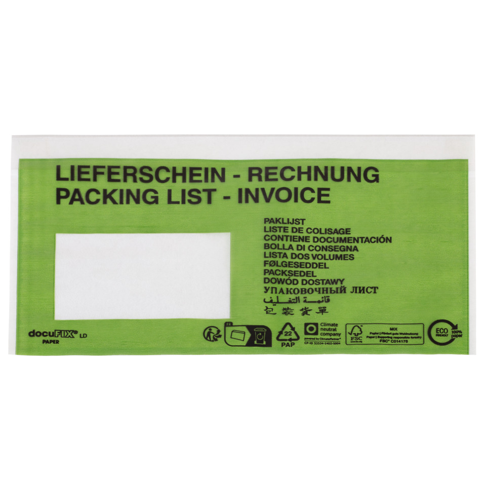 Etikett, Lieferverpackung, Packliste, In Rechnung, Dokumententasche