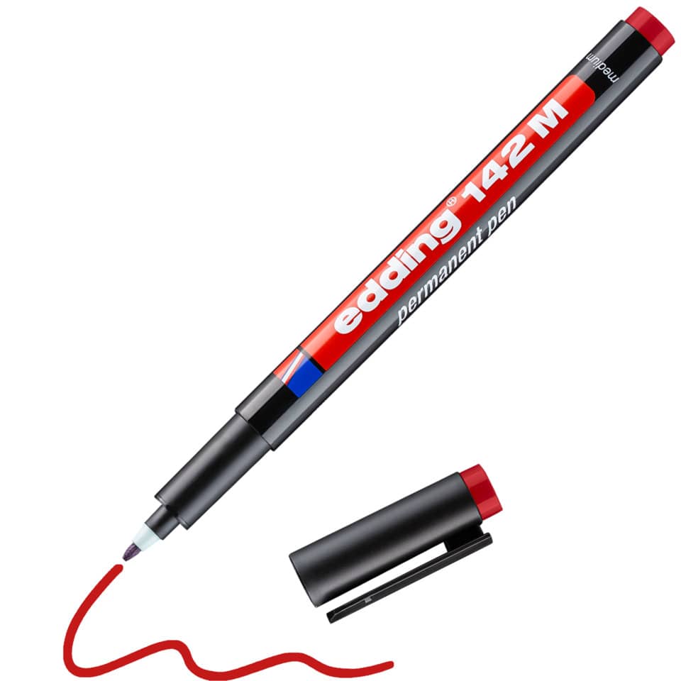 Permanentmarker, Roter Tintenstift, Marker pen, Doppelkappen, Feiner Punkt