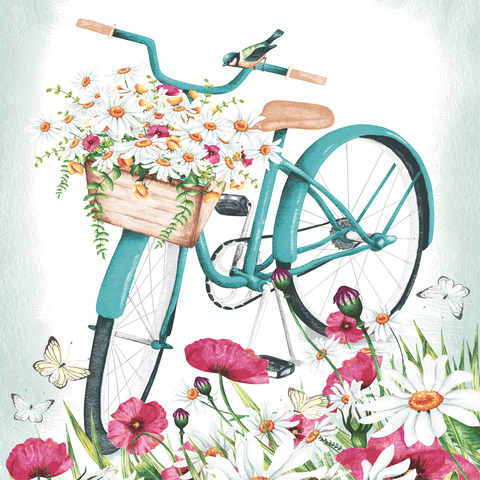Kunst, Grafiken, Muster, Fahrrad, Florales Design