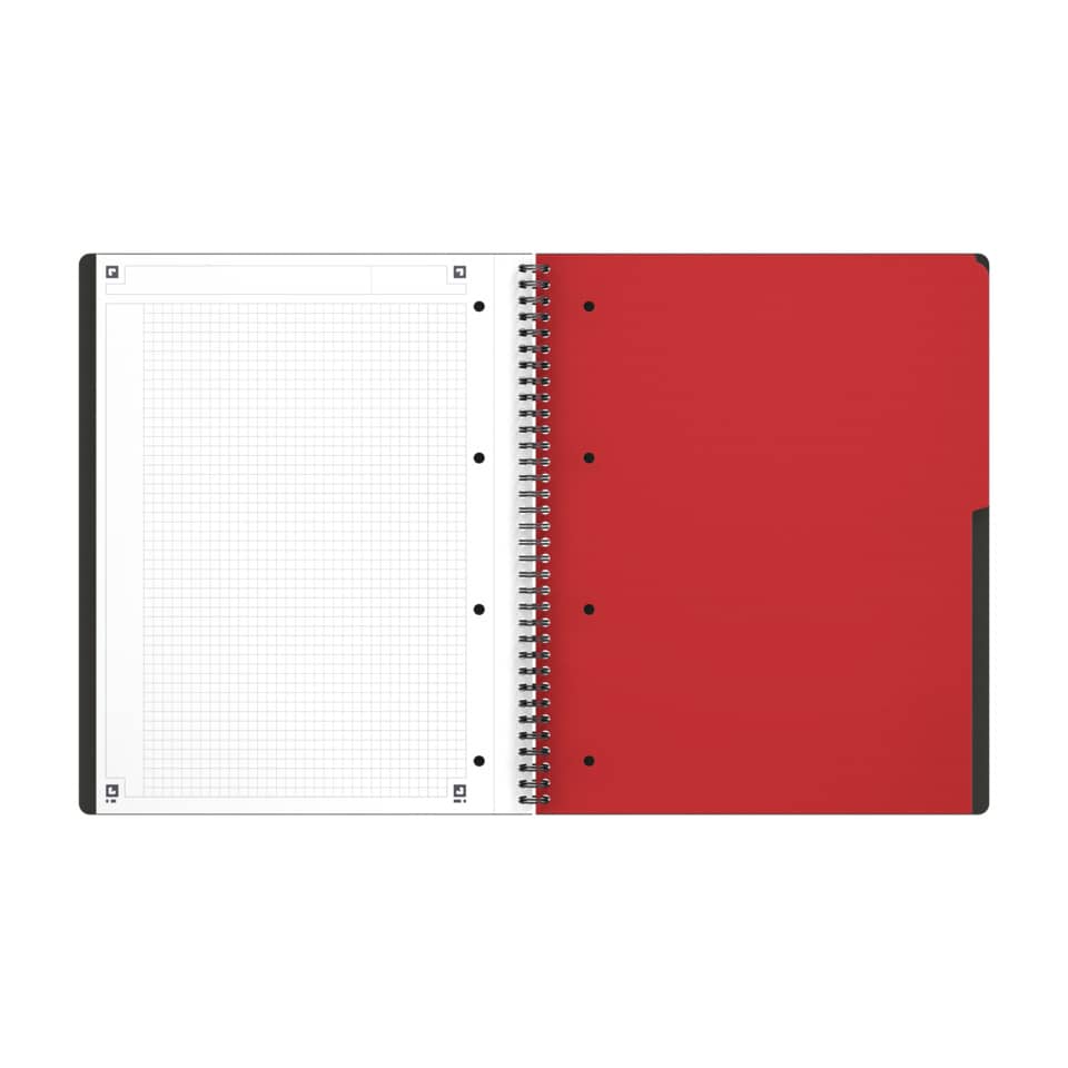 Notizbuch, Spiralbindung, Roter Einband, Gitterseite, Doppelseite