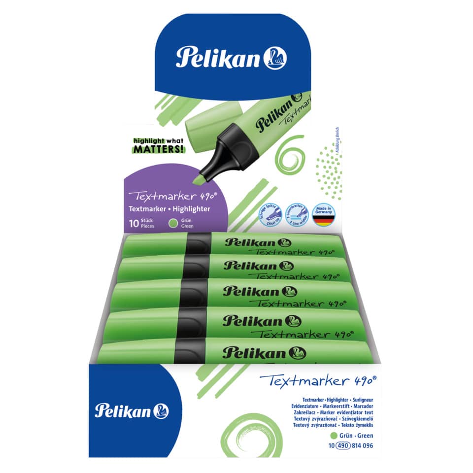 Textmarker, Highlighter, Marker, Grün, Setze von 10