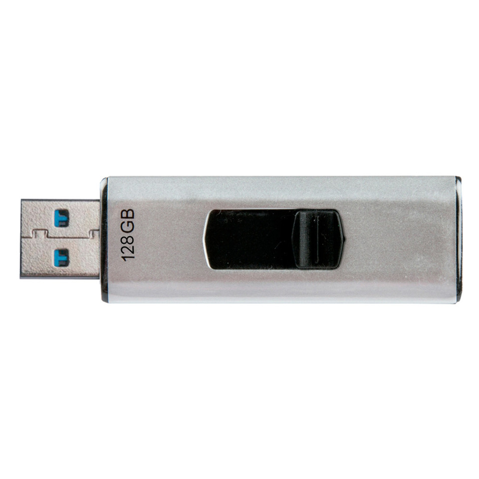 USB-Stick, 128GB, Metallisch, Flashdrive, Schiebeschalter