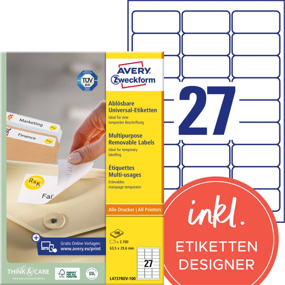 etiketten, Aufkleber, Etikettenbogen, Kalenderetiketten, Avery