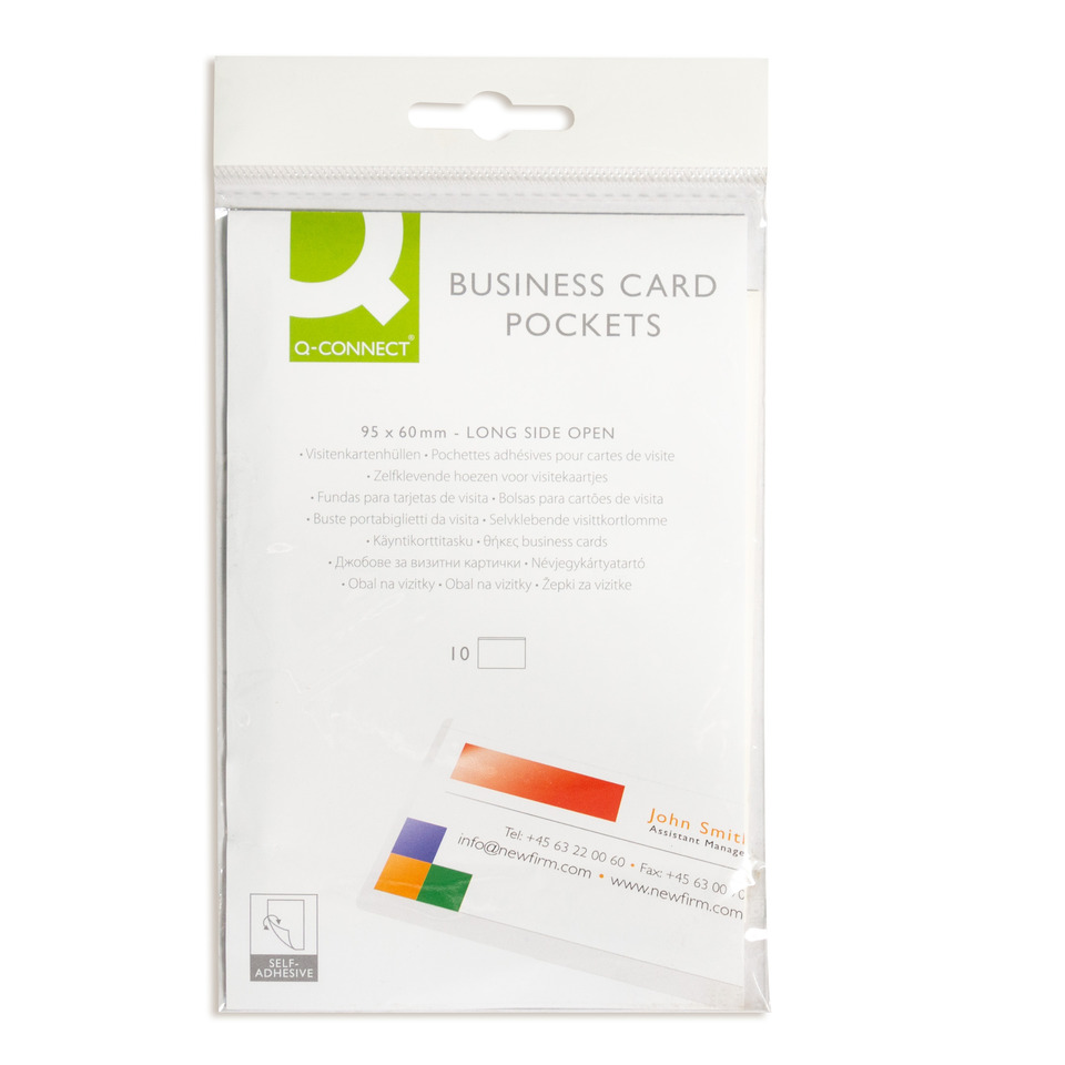 Business card pockets, Einschubtaschen, klarer Kunststoff, Selbstklebend, Visitenkartenschutz
