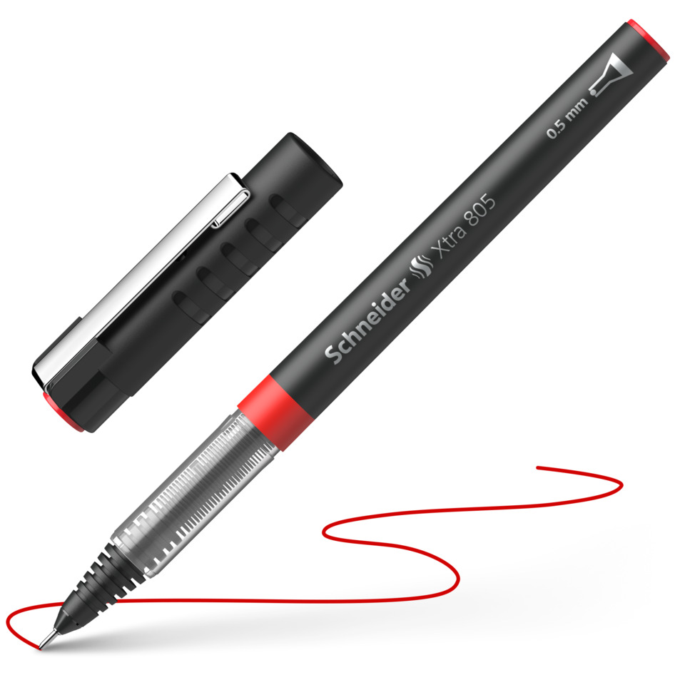 Technischer Stift, Schmierpen, Rote Tinte, Ausziehbare Spitze, Abdeckkappe