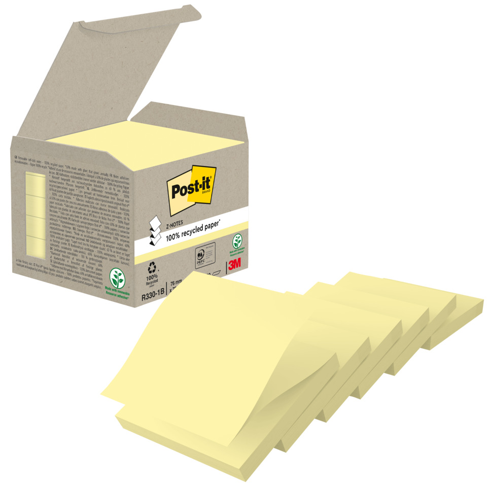 Post-it Notizen, Klebepunkte, Notizblock, 90x90 mm, Recyclingpapier