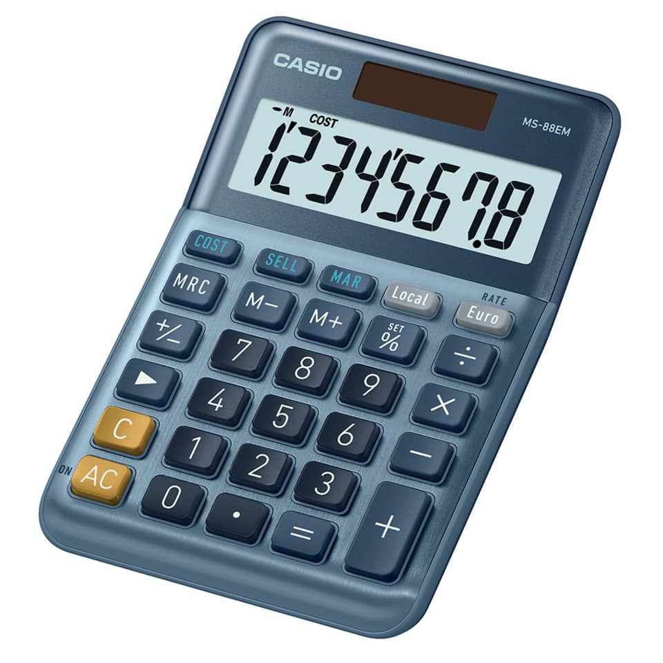 Taschenrechner, Casio, Taschenrechner blau, Großes Display, Tastenfeld