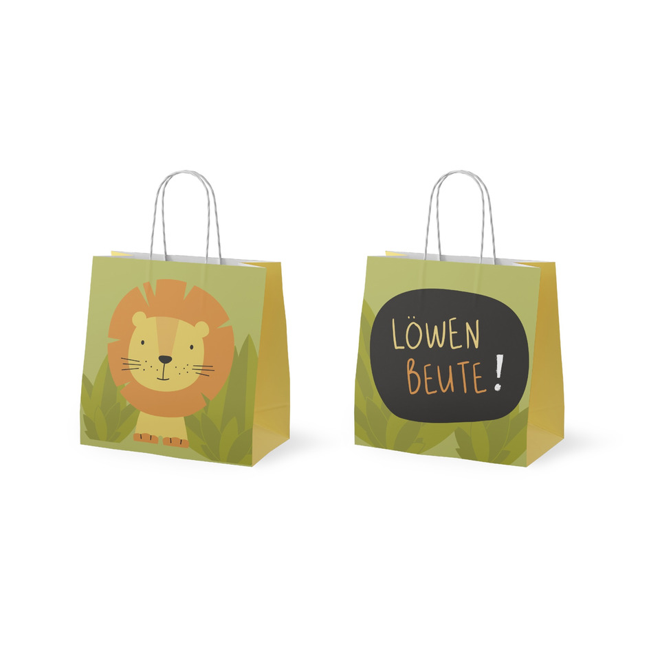 Löwe Motiv, Tier auf Tüte, Kindertüte, Jungle Design, Papiertüte